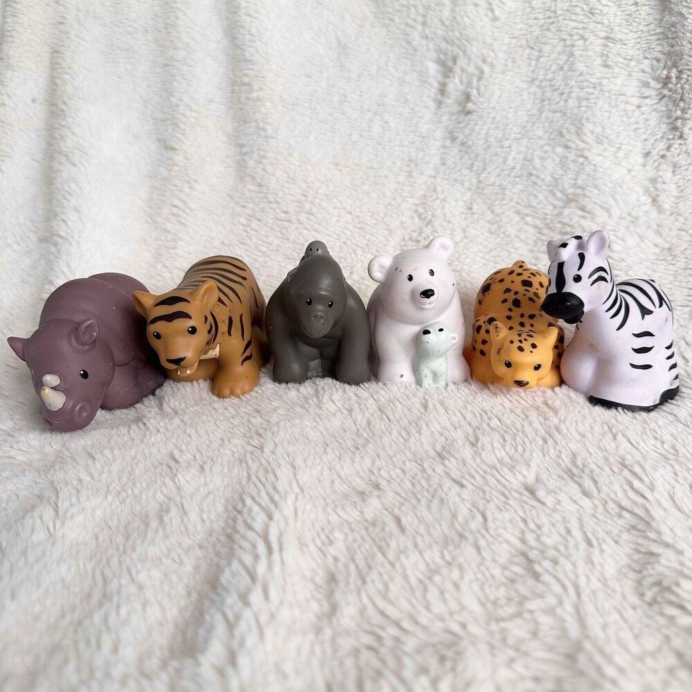 Fisher Price Little People Zoo Animals Lot Of 6 Gorilla Rhino Tiger Polar Bear